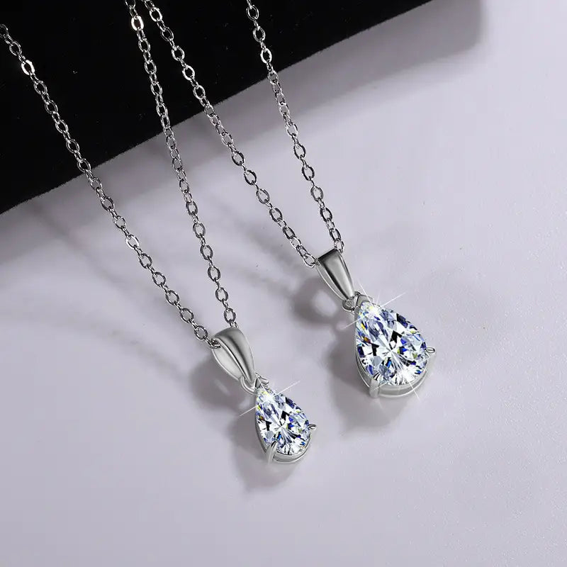 S925 Sterling Silver Moissanite Pendant Water Drop