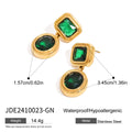 Stainless Steel Studs Ornament Green Agate - Norellé