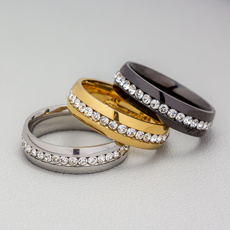 Personalized Fashion Single Row Diamond Ring Stainless Steel - Norellé