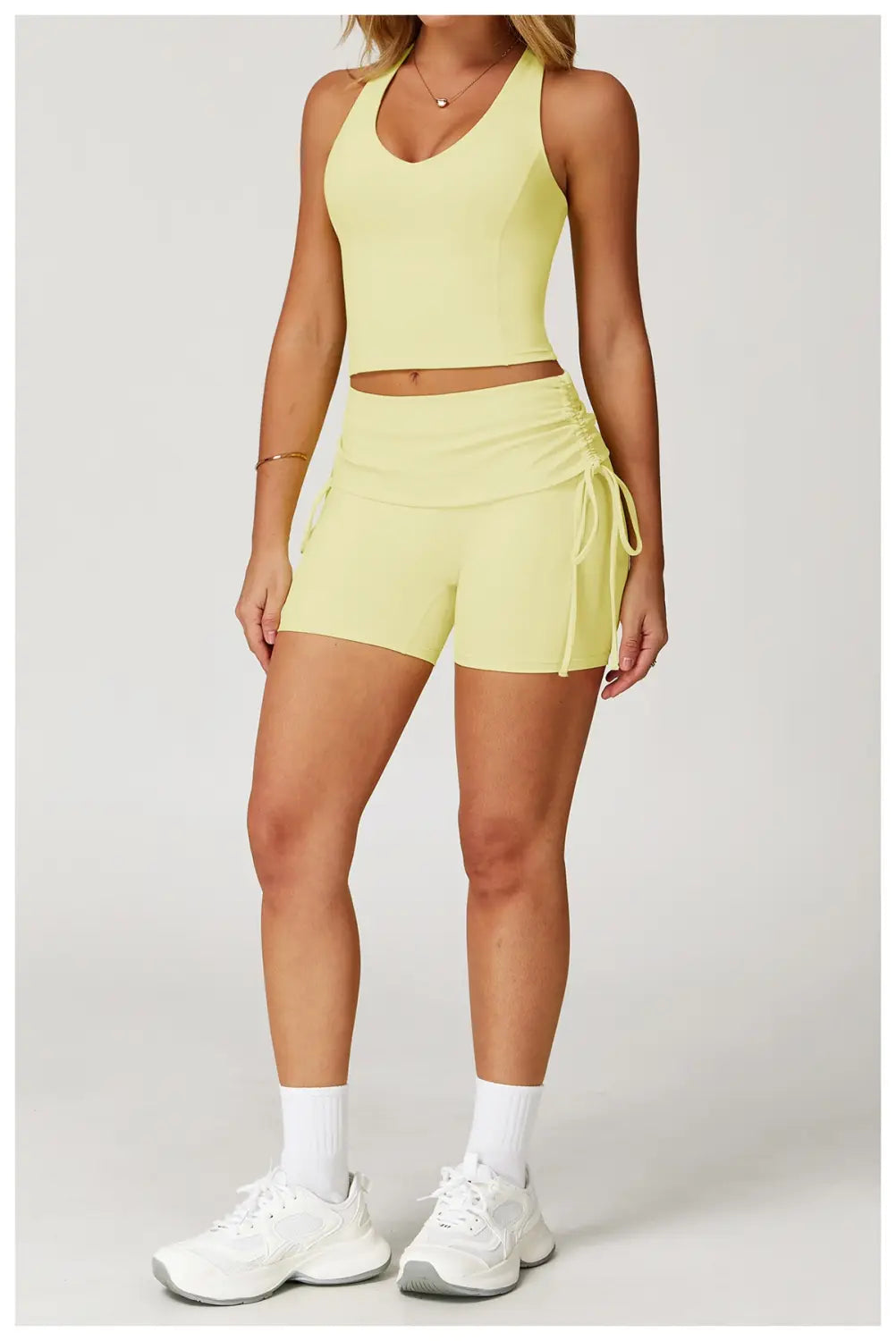 Women’s Nude Feel Tight Yoga Shorts Drawstring