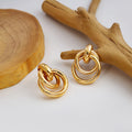 Fashion Geometry Pattern Stud Earrings Silver Needle Retro Hoop Earrings - Norellé