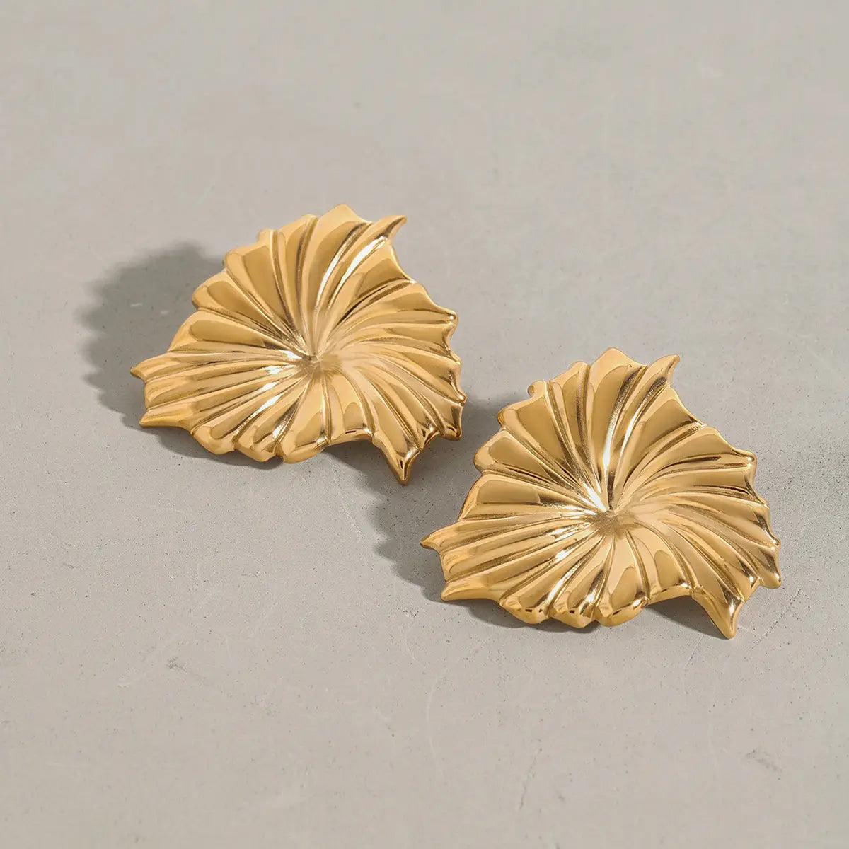 Sculpted Petal Gold Earrings