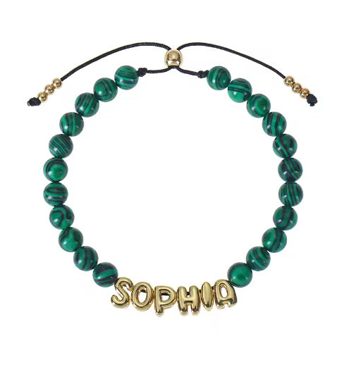 Bubble Letter Bracelet, Natural Stone Name Bracelet - Norellé