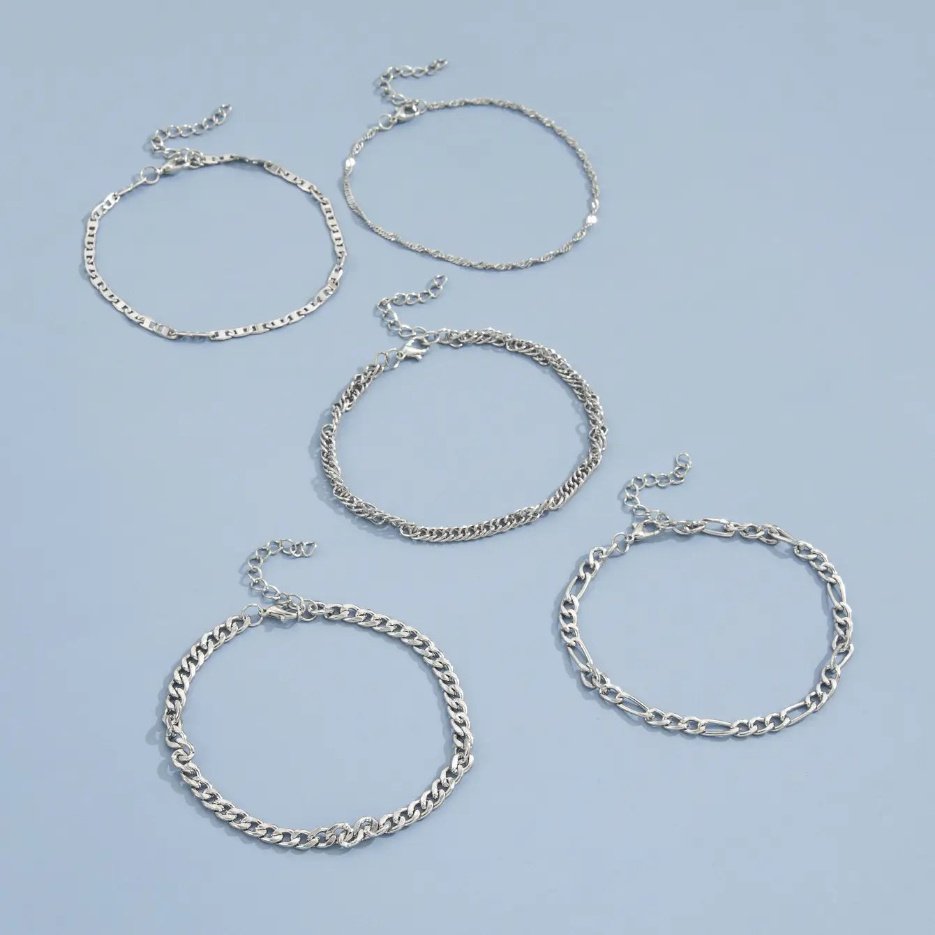 Simple Graceful Metal Chain Retro Creative Snake Anklet Five-piece Set