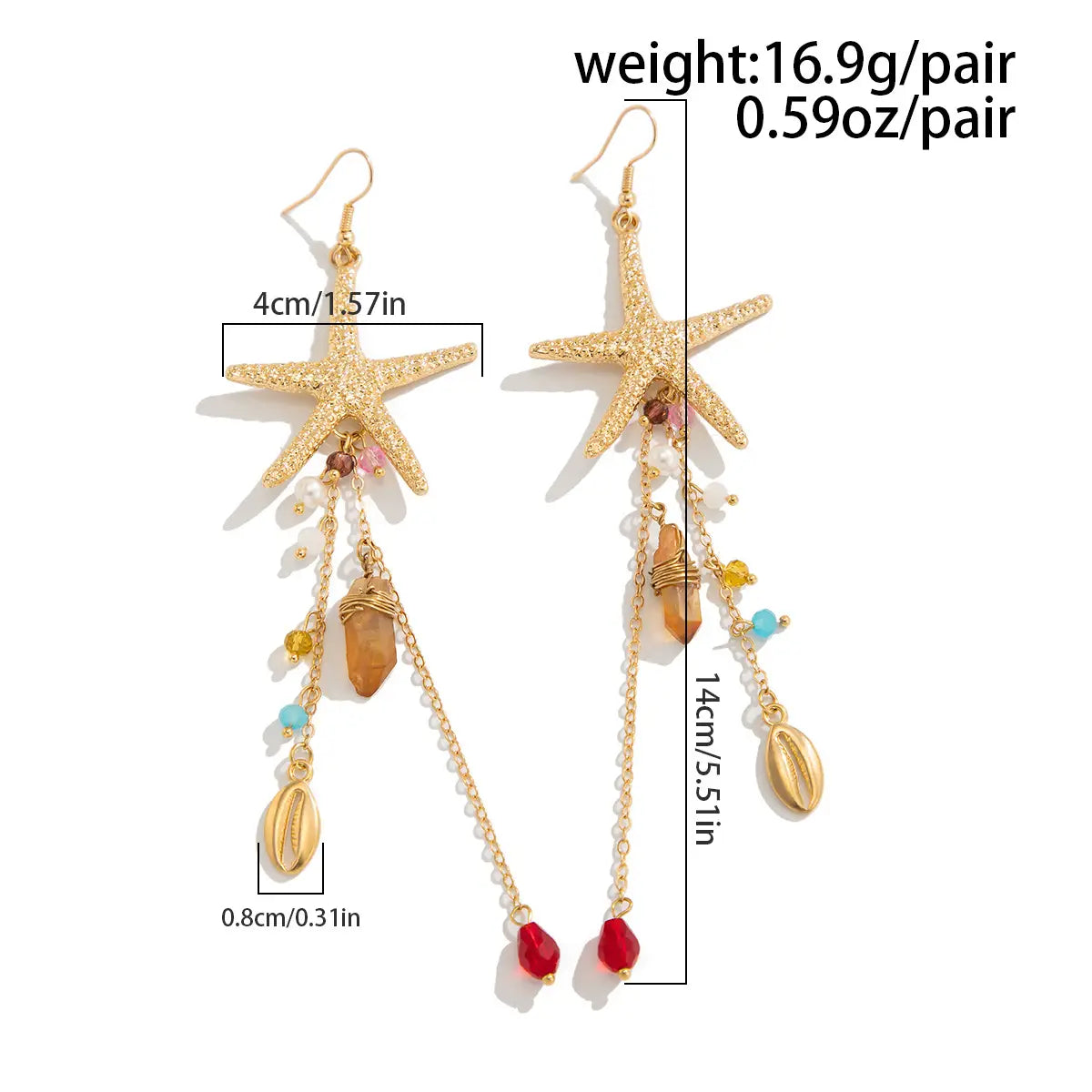 Holiday Beach Starfish Jellyfish Metal Alloy Earrings