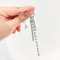 Simple Retro Asymmetric Tassel Shiny Diamond Ear Studs - Norellé