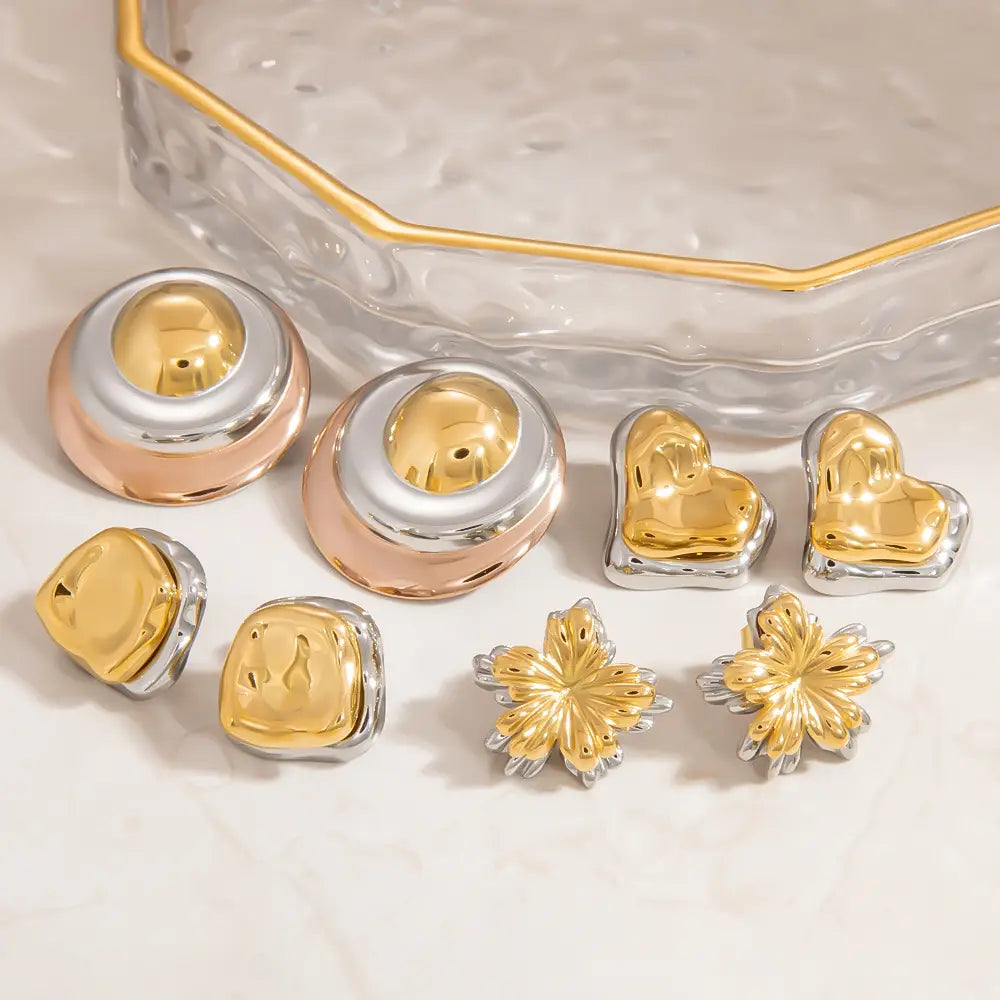 Stainless Steel Butterfly Two-color Three-color Ear Studs