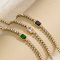 Tennis Zircon Light Luxury Emerald Stainless Steel Plated 18K Gold Necklace - Norellé
