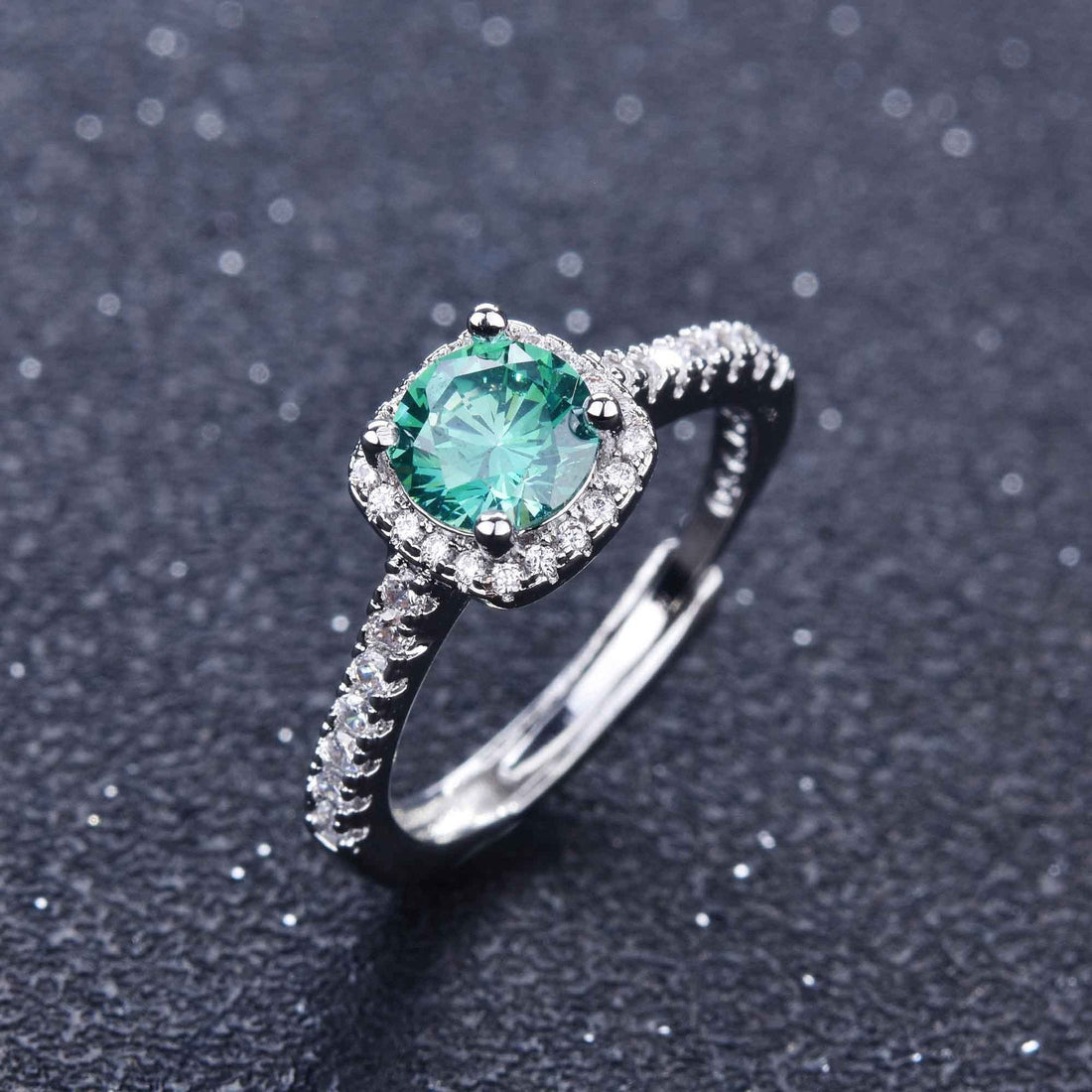 Blue Green Zircon Ring Classic 1 Karat Square Bag Luxury Niche Women's Ring - Norellé