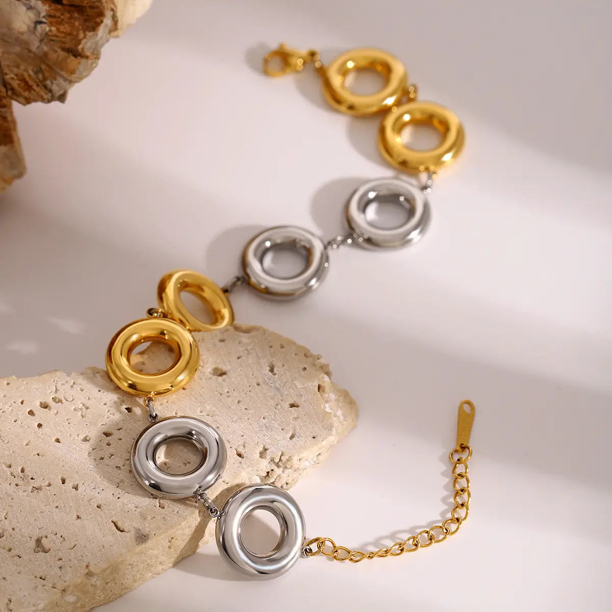 Stainless Steel Gold And Silver Contrast Color Ring Pendant Earrings