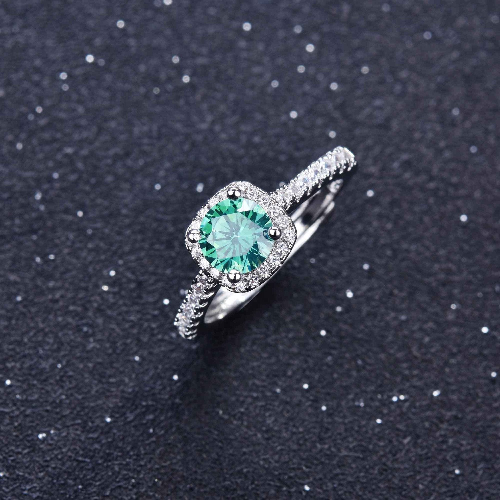 Blue Green Zircon Ring Classic 1 Karat Square Bag Luxury Niche Women's Ring - Norellé