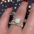 Golden Rhinestone Zircon Engagement Ring Romantic Princess Proposal Three-piece Ring Set - Norellé