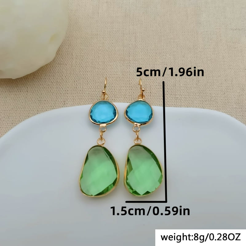 Irregular Resin Blue Vintage Green Earrings