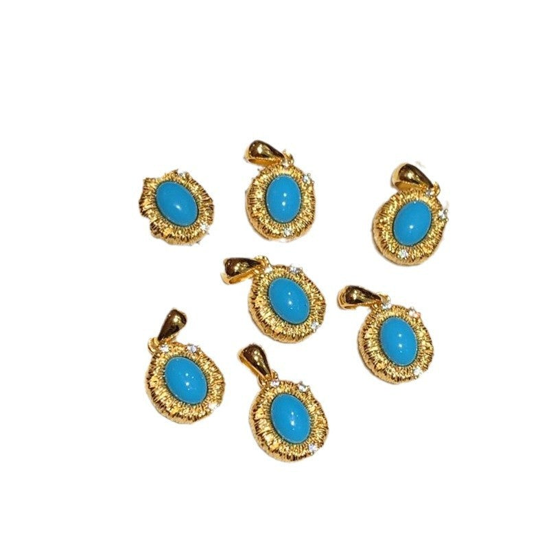 Retro Turquoise Necklace Shining Stars Blue Green Pine Hanging - Norellé