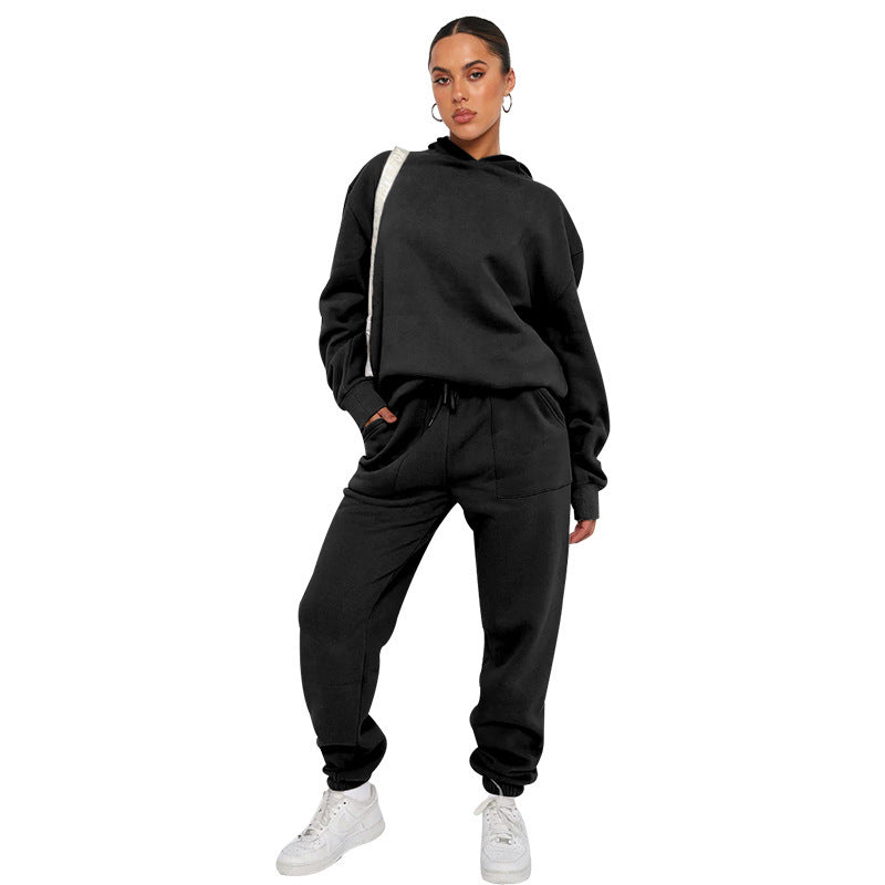 Hooded Long Sleeve Sweater Women's Clothing Fashion Casual Trousers Suit - Norellé
