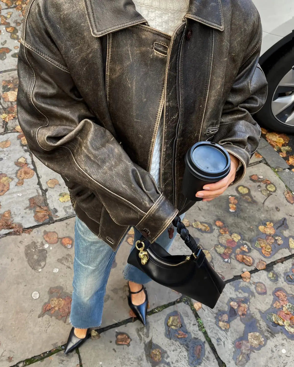 Jacket Coat Retro Washed Brushed Brown Distressed