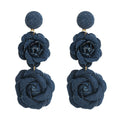 Fall Winter Cowboy Fabric Flower Earrings Multi-layer Long - Norellé
