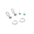 Green Inlaid Zircon Fashion Women's Earrings Three-piece Set - Norellé