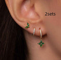 Green Inlaid Zircon Fashion Women's Earrings Three-piece Set - Norellé