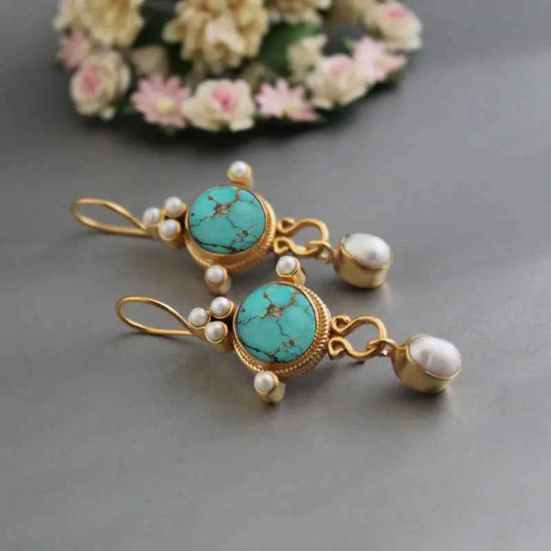 Alloy Inlaid Pearl Personalized Eardrops Ornament - Norellé