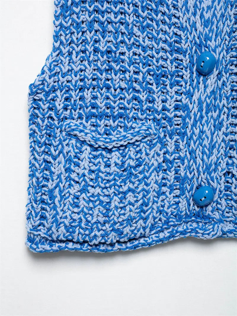 Solid Color Thick Needle Knit Casual Short Vest