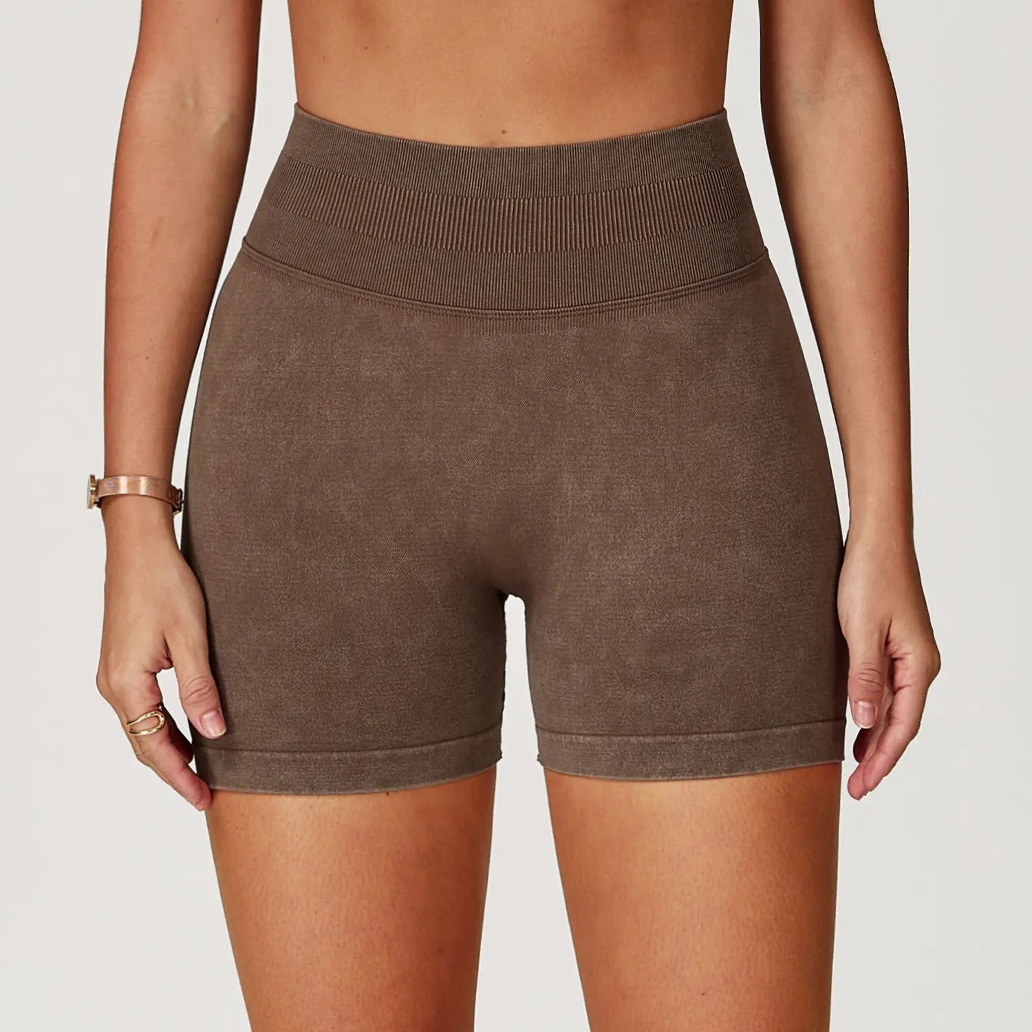 Seamless Stone Washed Yoga Shorts High Waist Hip Lift