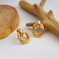 Fashion Geometry Pattern Stud Earrings Silver Needle Retro Hoop Earrings - Norellé