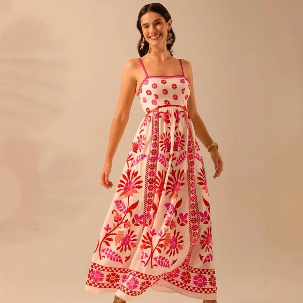 Printing Slip Dress Vacation Style Women's Clothing - Norellé