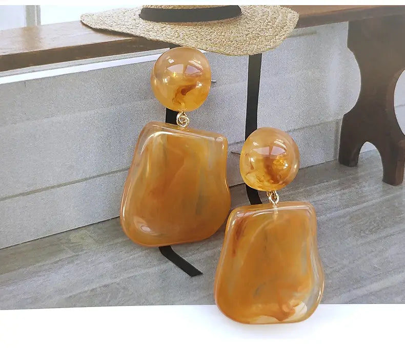 Metallic Texture Transparent Resin Earrings