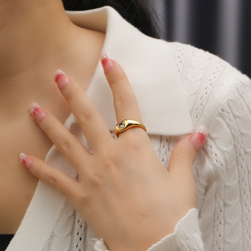Design Heart-shaped Inlaid Zircon Titanium Steel Ring For Women - Norellé