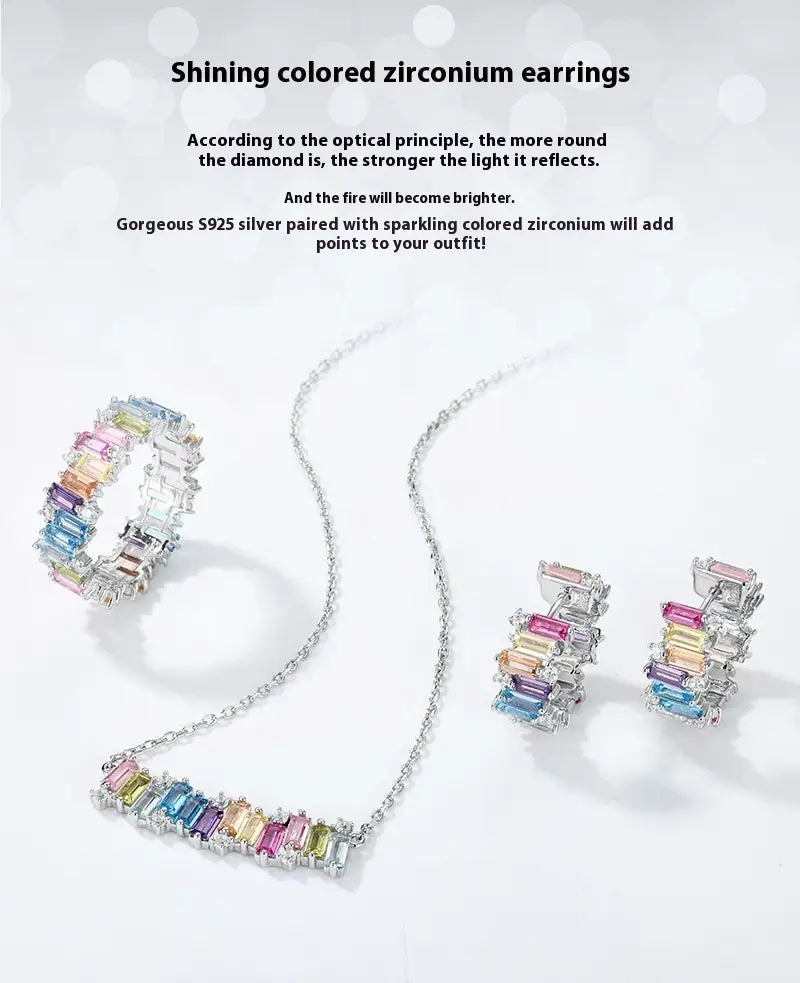 Irregular Color Zirconium Ear Studs