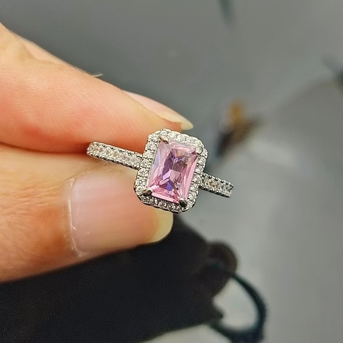 Korean Style Ornament Niche Personality Ladder T Square Zircon Open Ring - Norellé