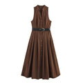 With Belt Midi Skirt Dress - Norellé