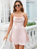Women's Solid Color Plunging Neckline Waist Halter Dress - Norellé