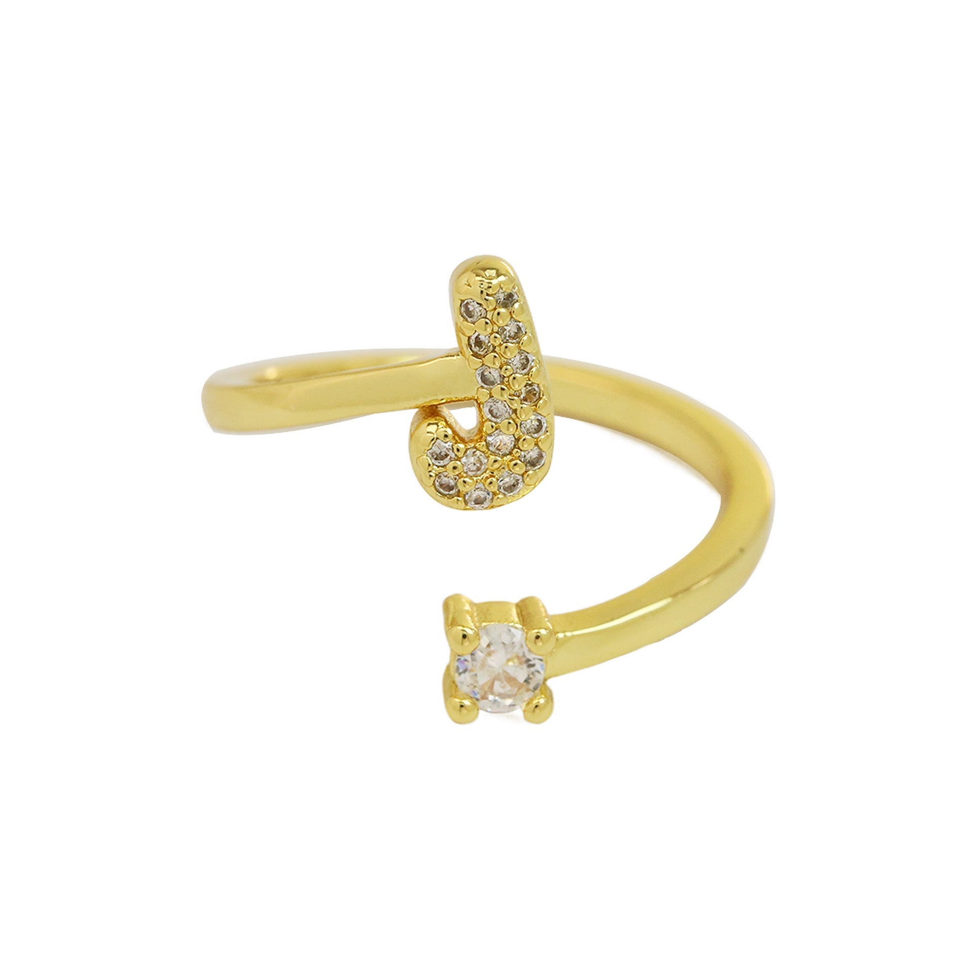 Cute 26 English Letters Open Adjustable Personality Ring - Norellé