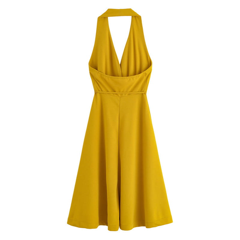 Summer Lace-up Hanging Collar Sleeveless Dress