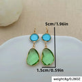 Irregular Resin Blue Vintage Green Earrings - Norellé