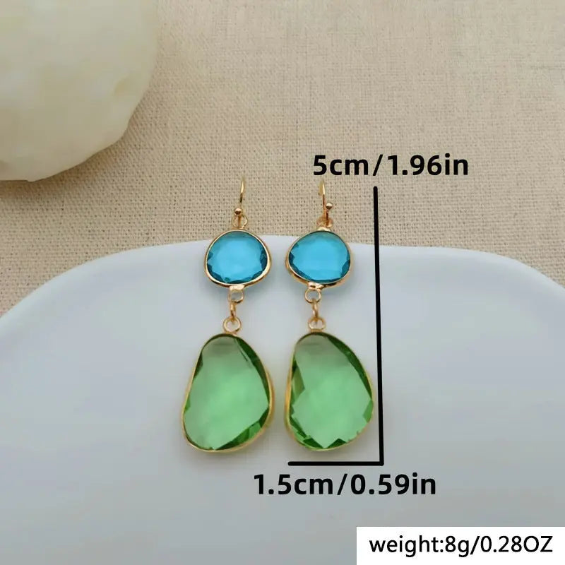 Irregular Resin Blue Vintage Green Earrings - Norellé