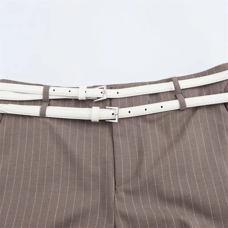 Women’s Fashion Temperament With Belt Vest Double Pants