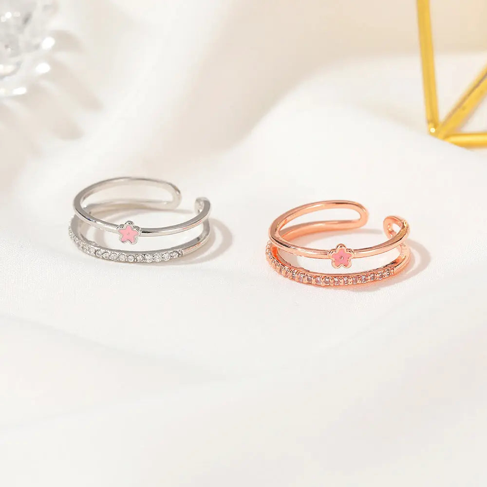 Diamond Oil-spot Glaze Flowers Ring - Norellé