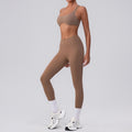 Shoulder Top Quick-drying With Chest Pad Sports Bra Seamless Yoga Clothes Shorts Cropped Pants Two-piece Suit - Norellé