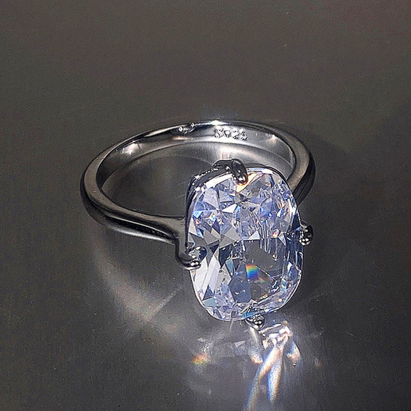 Four-claw White Square Diamond Ring Large Zircon - Norellé