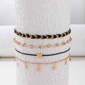 Korean Style Alloy Diamond XINGX Pendant Anklet Four-piece Set - Norellé