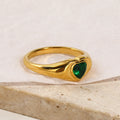 Design Heart-shaped Inlaid Zircon Titanium Steel Ring For Women - Norellé