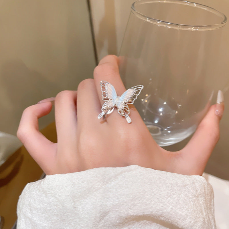 Korean Style Fairy Temperamental Colorful Butterfly Ring - Norellé