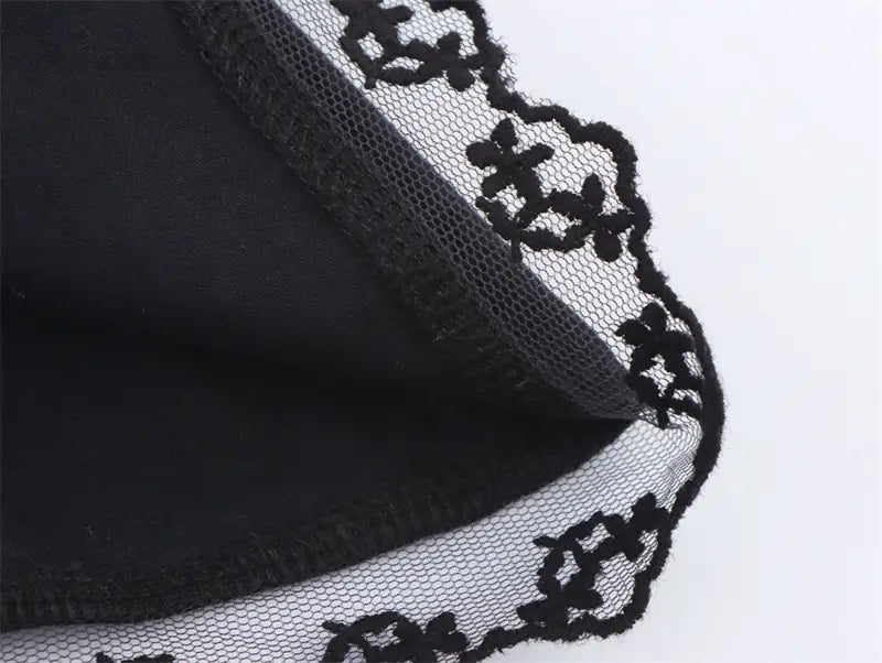 Solid Color Embroidered Lace Top