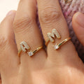 Cute 26 English Letters Open Adjustable Personality Ring - Norellé