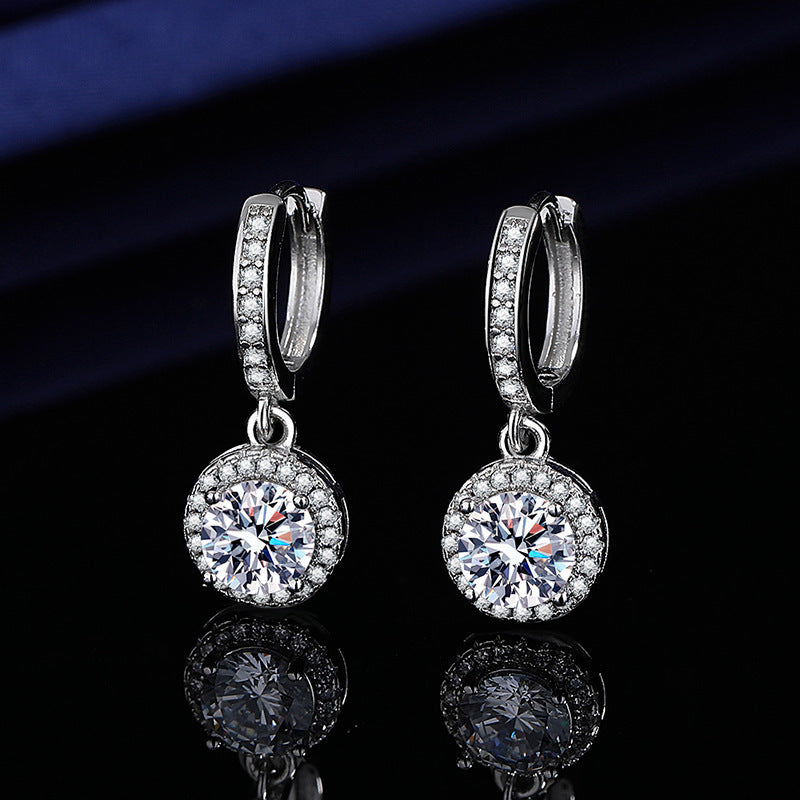 Moissanite Tassel Princess Round Bag 1 Karat Silver Earrings - Norellé