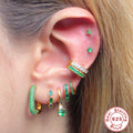 Sterling Silver Earrings Square Colorful Crystals - Norellé