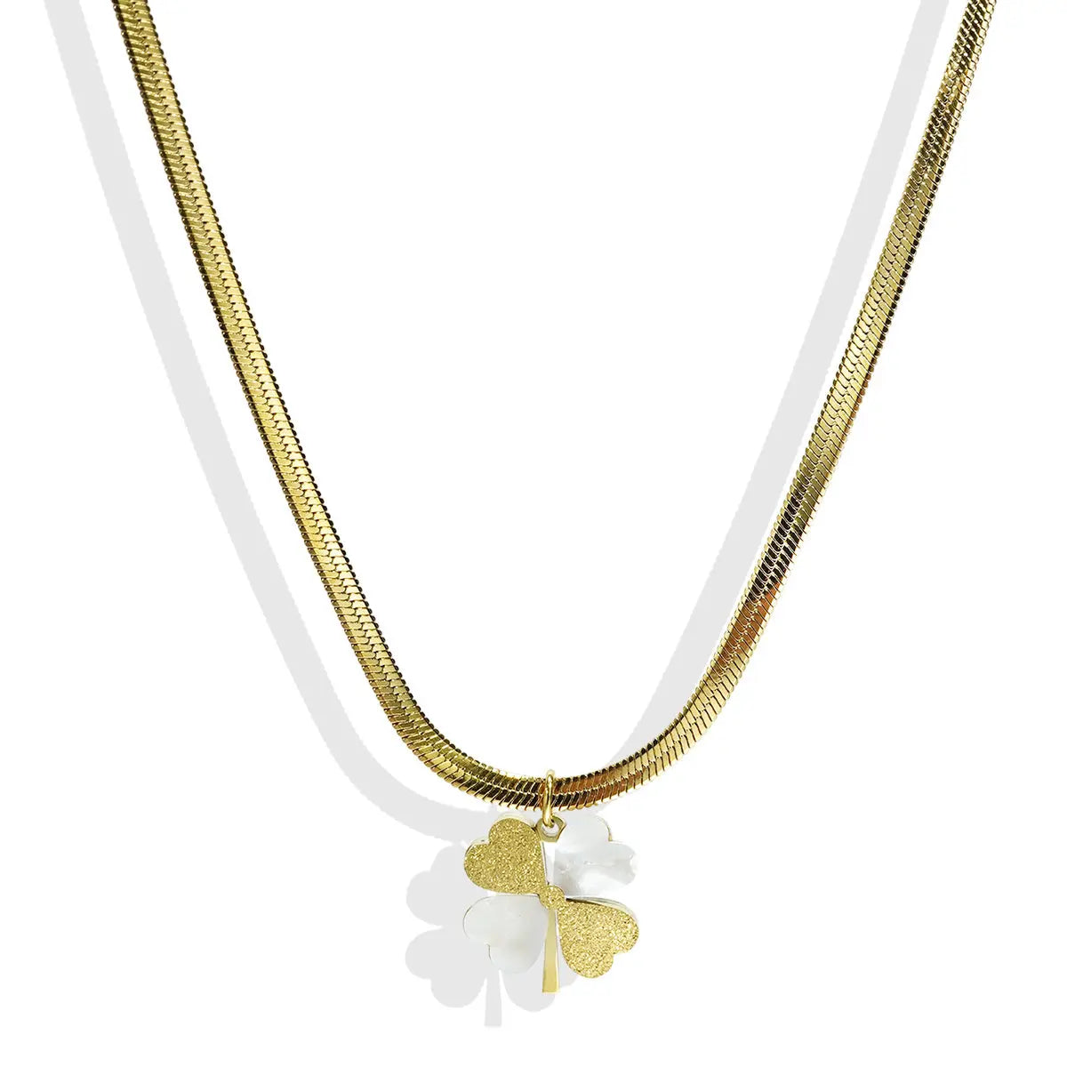 Lxalry 18K Gold Plated Double Luck Necklace  Four Leaf Clover Charm Hypoallergenic Jewelry Tarnish Free Gift For Women Wife Mom  Valentine S Day Birthday Everyday Elegance - Norellé